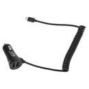 Micro USB Car Fast Charger Adapter with Coiled  Cable & Dual Ports
