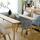Modern Nordic Style Geometric Pattern Linen Table Runner (Black Stereo)