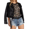 Chiffon Women T-Shirt Short Sleeve Leopard Fashion Summer Tops (M)