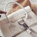 Fashionable Women's Pull-Rope Pu Leather Backpack Belt Decoration Schoolbag J9M1