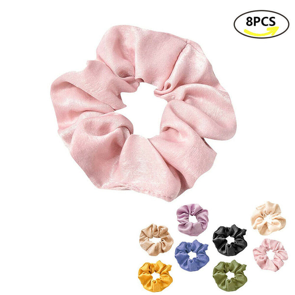 8Pcs Hair Scrunchie Elastic Tie Loop Ring Scrunchy Hairband Accessories