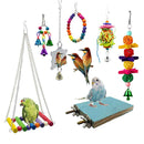 7 Pcs Set Bird Swing Chewing Toys Parrot Hammock Bell Toys Suitable for Sma
