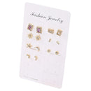7 Pairs Love Heart Star Earrings Moon Rhinestone Ear Studs for Women Jewelry