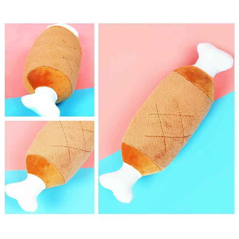 Chicken Legs Double Bones Toys Pet Dog Puppy Toys Dogs Chew Plush Sound_Toy H5D4