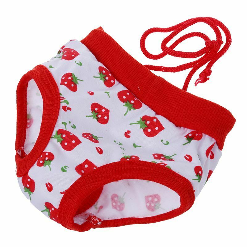 Small Female Pet Puppy Dog Clothes Physiological Sanitary Diaper Pant Red+W U6D9