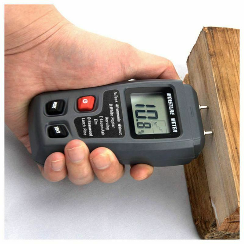 0-99.9% Digital Wood Moisture Meter Tester Damp Hygrometer 2Pins H6Y5