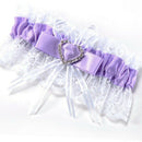 Garter purple lace wedding accessory lucky bride Bow rhinestone heart elast G5C5