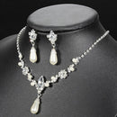 Fashion Wedding Faux Pearls Rhinestone Necklace Water Drop Earring Jewelry Se 3c