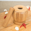 Pestle Grinding Bowl Set Bamboo Mortar And Pestle Pedestal Bowl Garlic Pot  E1G1