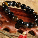 10mm Black Obsidian Tiger Eye Stone Chakra Bracelets Natural Gemstones-Bead W9V1