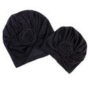 Mother and Baby Flower Turban Hat Mom and baby Top Hat set Toddler Black