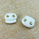 25pcs White Plastic 2 Holes 5mm Dia Spring Cord Lock Stopper Toggles M3V6
