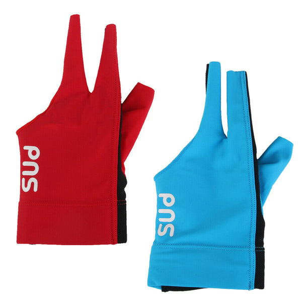 2Pcs Universal Snooker Cue Pool Gloves Left Hand Open 3 Finger Spandex Gloves -