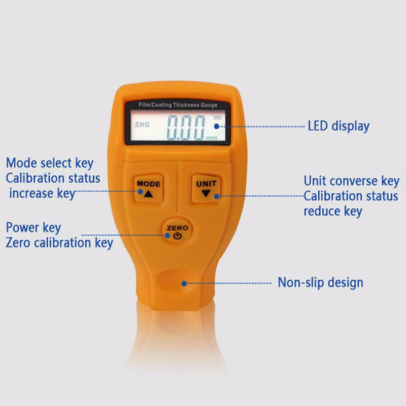 Coating Painting Thickness Gauge Lacquer Metal Film Tester(Yellow Russian)