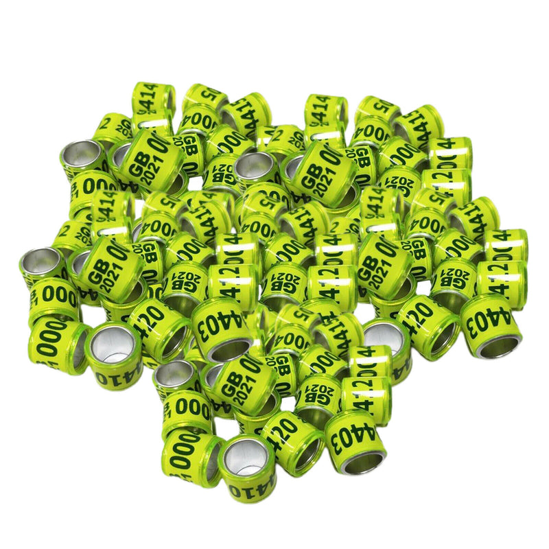 Set of 200 2021 Aluminium Bird Racing Pigeon Foot Rings Bands 8mm Multicolor