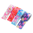 4x 1Yard Japanese Sakura Printed Grosgrain Ribbon Trim for DIY Hair Bow 4cm
