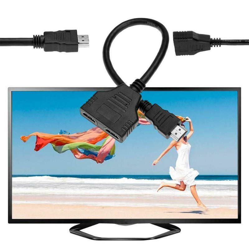 HDMI HD 1 in 2 Adapter Cable Conversion Cable Video Adapter for PC HD TV