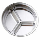 Stainless Steel 3 Sections Round Divided Dish Snack Dinner Plate Diameter 2