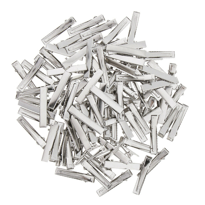 100x Crocodile Metal Hair Clips Teeth Prong DIY Hairbow Duckbill Barrette