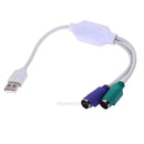 Dual PS/2 PS2 Female to USB Male Converter Adaptor Cable F/M for Mouse Keyboard