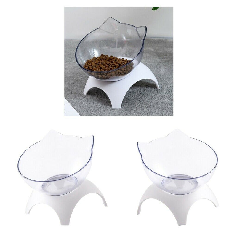 2x Cat Kitty Elevated Bowls Raised Container For Cats And