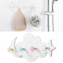 Practical Wall Mounted Nail-free Stickup Star Moon Shape Hanger Cloud Cloth R0I5