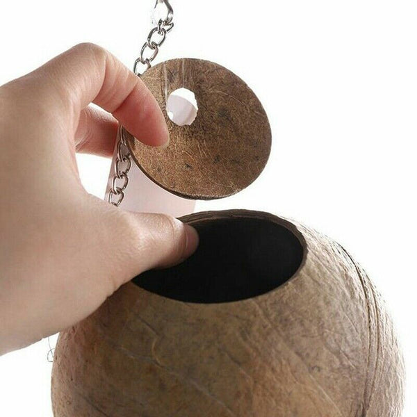 Natural Coconut Shell Bird Nest House Hut For Pet Parrot Budgies Parakeet C D4X9