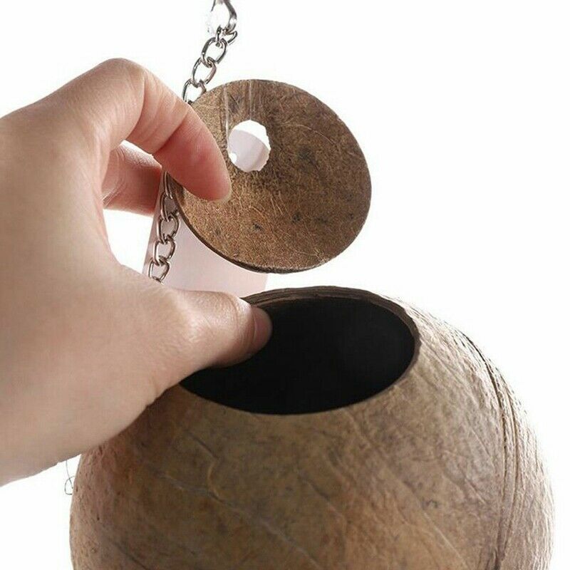 Natural Coconut Shell Bird Nest House Hut For Pet Parrot Budgies Parakeet C D4X9
