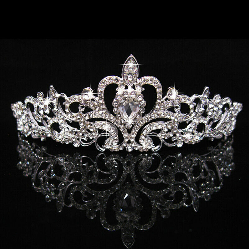 Women Girls Elegant Wedding Bride Crown Headwear Rhinestone Tiaras Cute Gif Gw