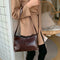 Simple Women Shoulder Bag Leather Totes Retro Travel Handbag (Dark Brown)