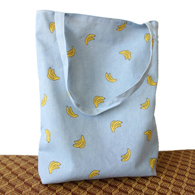 1Pc Banana Pattern Cotton Linen Shoulder Bag Shopping Beach Travel Tote Hand Bj