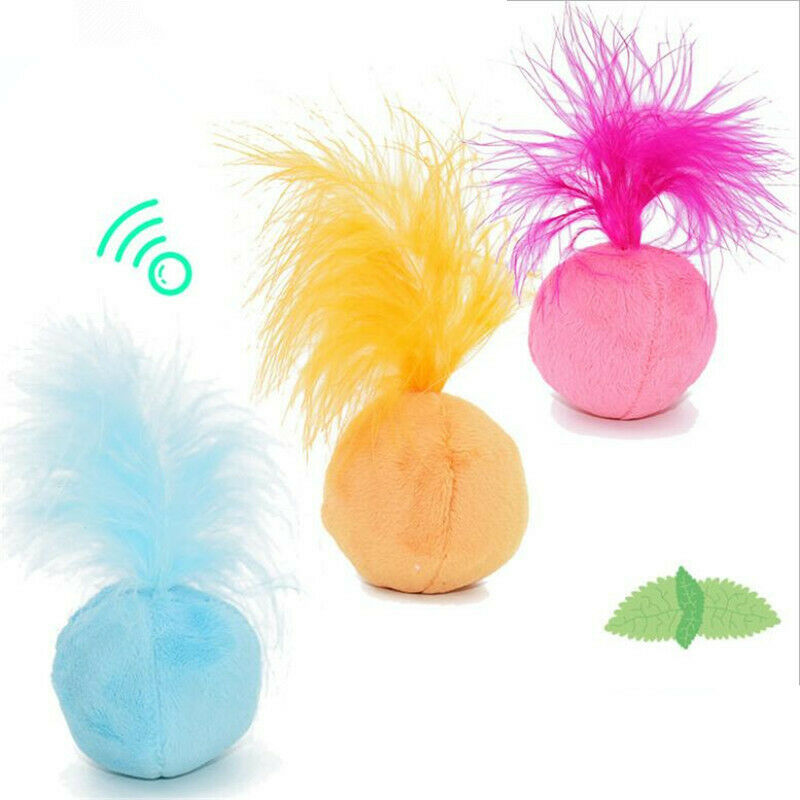 Sound flannel toys ball hair ring bell feather teaser cat toys pet cat supp K2D9