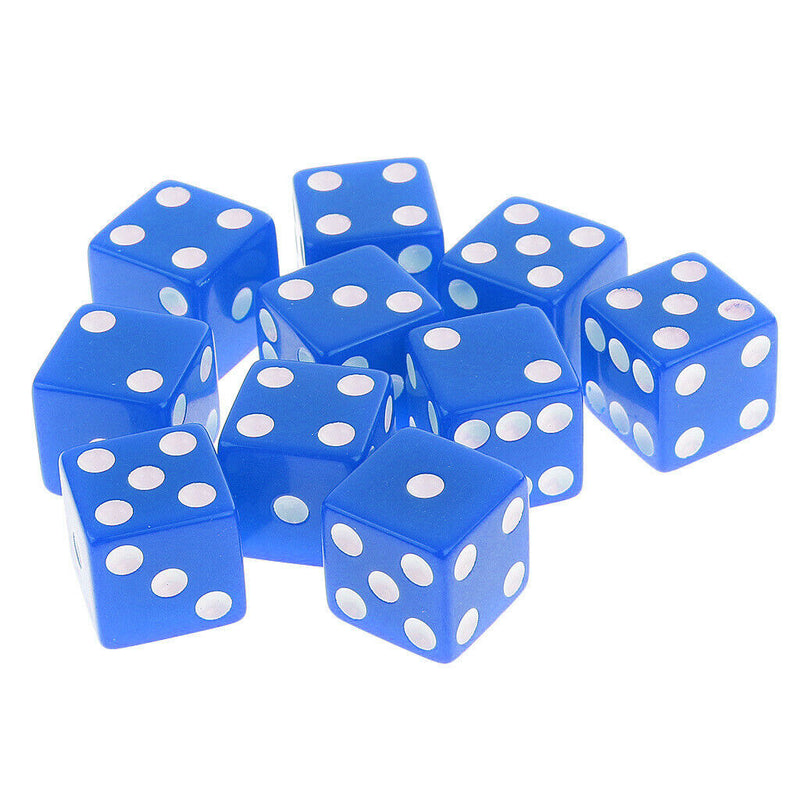 10 Piece D6 Dice Playing Games for Dungeons and Dragons MTG RPG Gaming 16mm Blue
