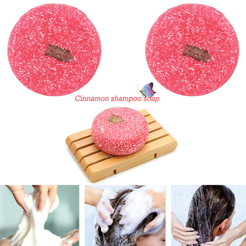 2pcs 100% Natural Organic Cinnamon Solid Shampoo Soap Bar Plant Essence