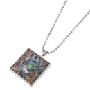 Glass Square Cabochon Necklace Pendant Owl Animal Birthday Gift Jewelry