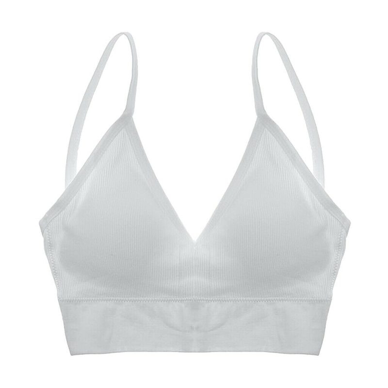 2 Pcs Women's V Neck Padded Bralette Seamless Comfort Bra Crop Top Sport Bra