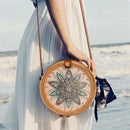 Rattan Bag Shoulder Bag Woven Woven Round Handbag Pouches Bags Crossbody Ba D2Z8