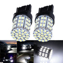 2Pcs T20 W21W 7443 7440 LED 64-SMD 1206 Tail Stop Brake Light Bulb Lamp White t#