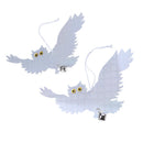 2 Pieces Reflective Flash Flying Owl Decoy Statue with Bell, Hanging Realistic