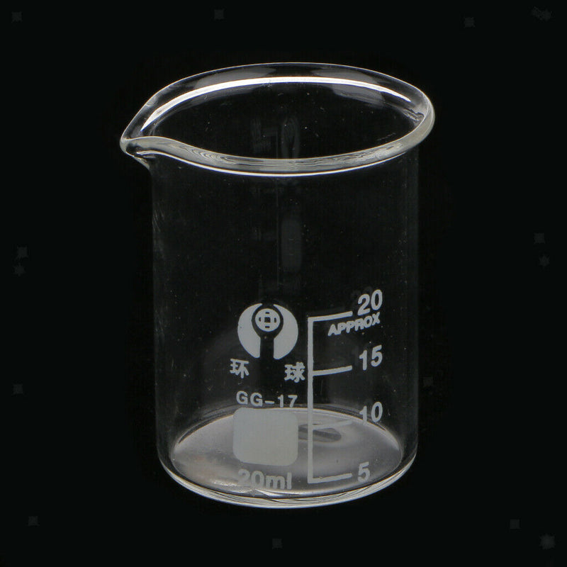 20mL Glass Graduated Low Form Beaker, 5mL Graduation Interval