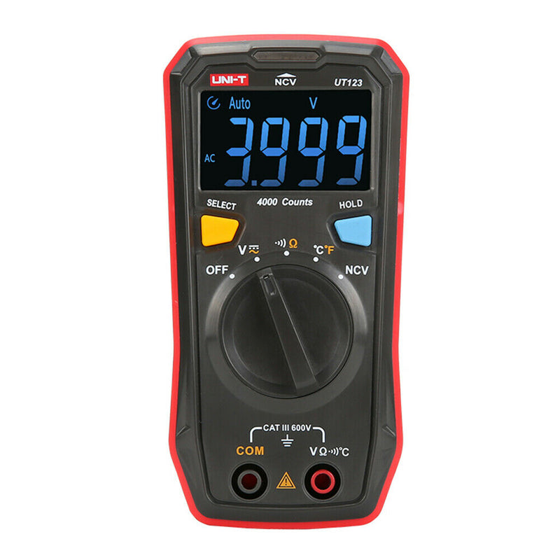 UT123 Digital Multimeter Safe EBTN Screen Auto Range Data Hold Voltage Tester