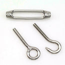 1pcs Stainless Steel 304 Hook Eye Turnbuckle Wire Rope C6N2 Pack Tensio Hot P4H6