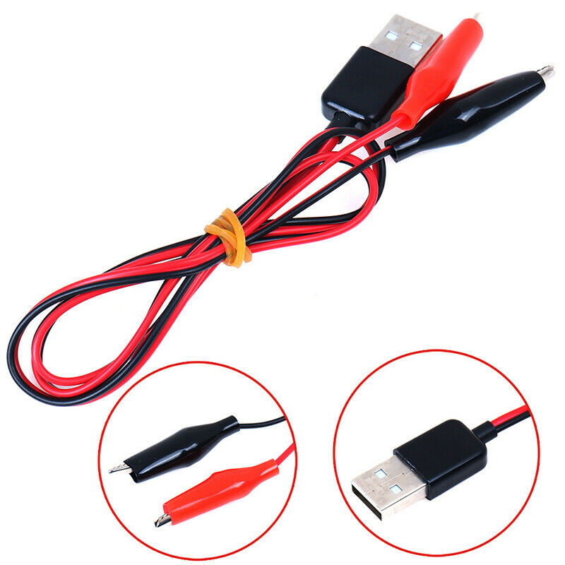 1Pc Alligator Test Clips Clamp to USB Male Connector Power Supply Adapter Ca Bj