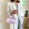 Daisy Flower Handbag Beach Women Canvas Chain Shoulder Bucket Bag (Purple)