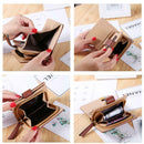 Leaf Hollow Women Short Clutch PU Leather Card Bag Short Wallet Solid Purse