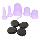 4 Pieces Lava Natural Stones with 6 Pieces Silicone Massage Vacuum Body and