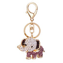 Women Ladies Rhinestone Elephant Charm Pendent Keychain Keyring Gifts Purple