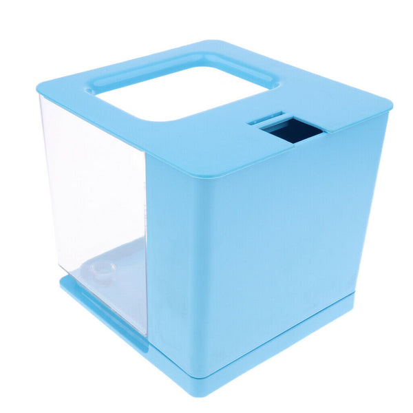 Self Cleaning Acrylic Fish Tank Bowl for Office Home Creative Gifts Blue