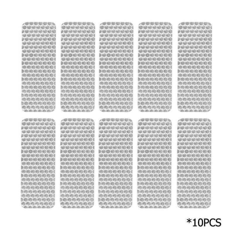 10pcs Car Truck Reflective Stickers Warning Strip Safety Tapes Rectangle White