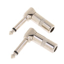 2Pcs Right Angle 6.35mm Jack Microphone Speaker Plug,6.3mm Mono Nickle Plated